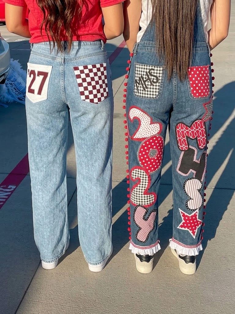 senior jeans painted ideas - Checkerboard Split Pocket Accent