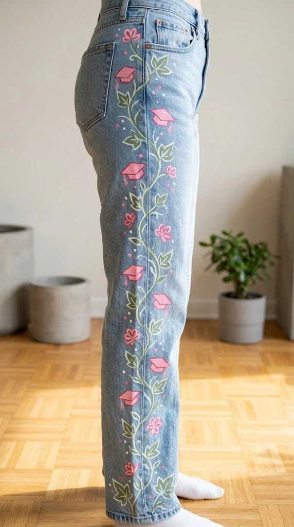 senior jeans painted ideas Zone 4 Outer Lateral Seams Elongating Accents