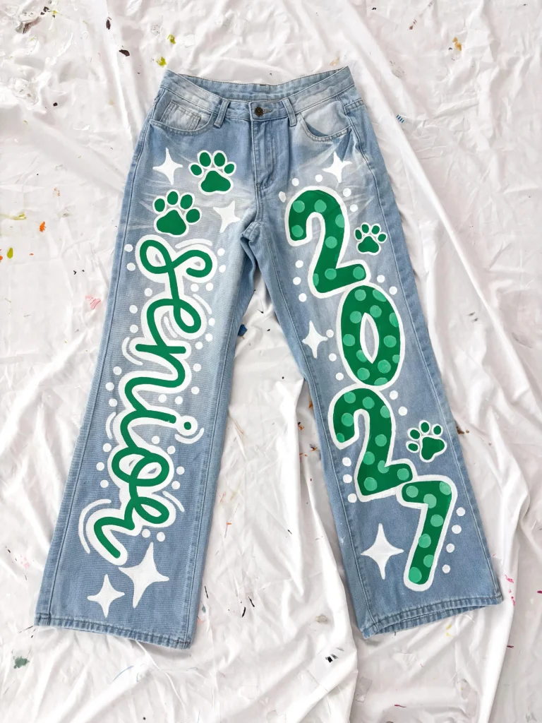 senior jeans painted ideas - Mascot Paw Print Diagonal Trail